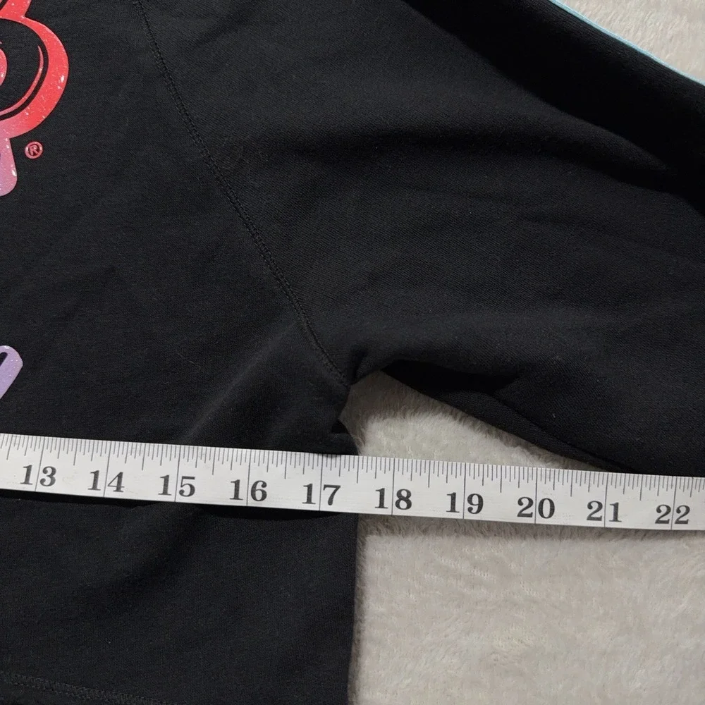 Justice Ring Pop Black Fleece Crop Hoodie Girls S 7-8 Sweatshirt Bazooka Candy
